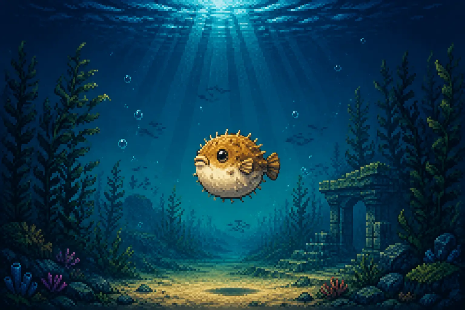 Puffer Party fan illustration – pass the pufferfish before it pops